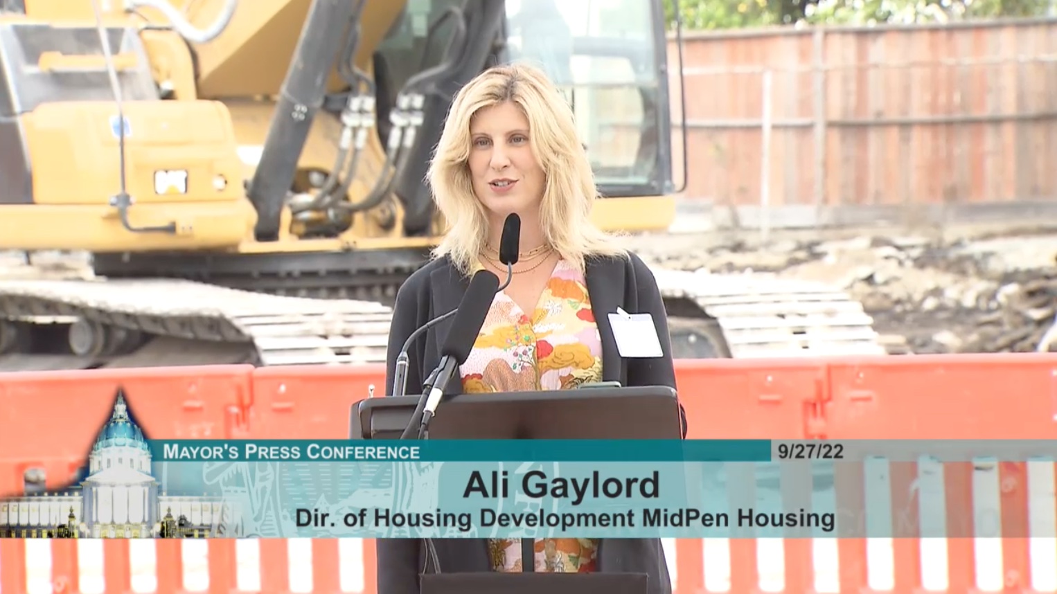 Alicia Gaylord giving a speech at the Shirley Chisholm Village Groundbreaking Ceremony