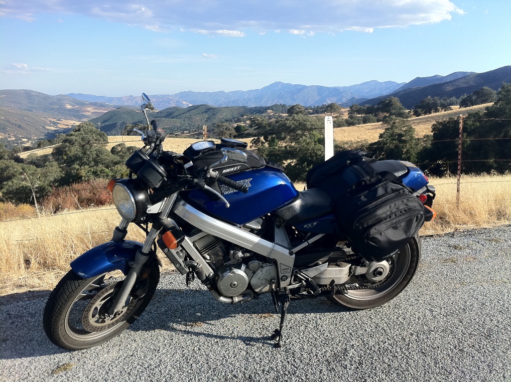 Honda Hawk GT loaded up for touring