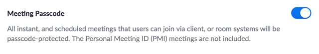 Enable Meeting Passcode